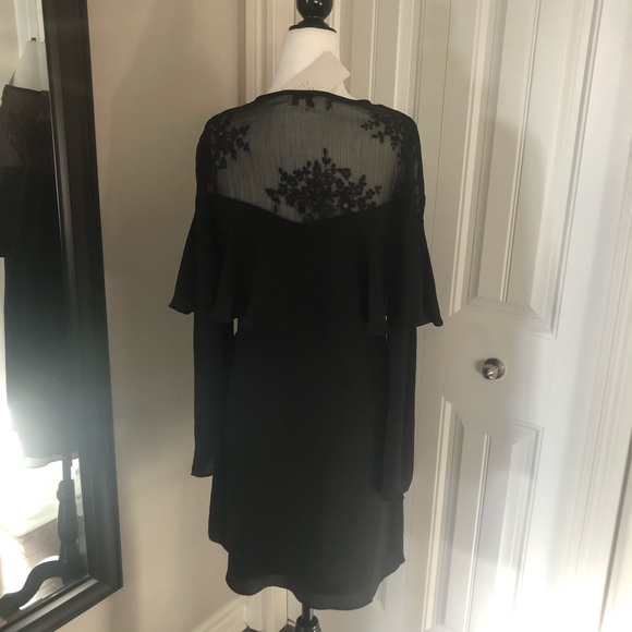 BLACK RUFFLE LACE ORGANZA SWING DRESS SIZE MED - Picture 8 of 14